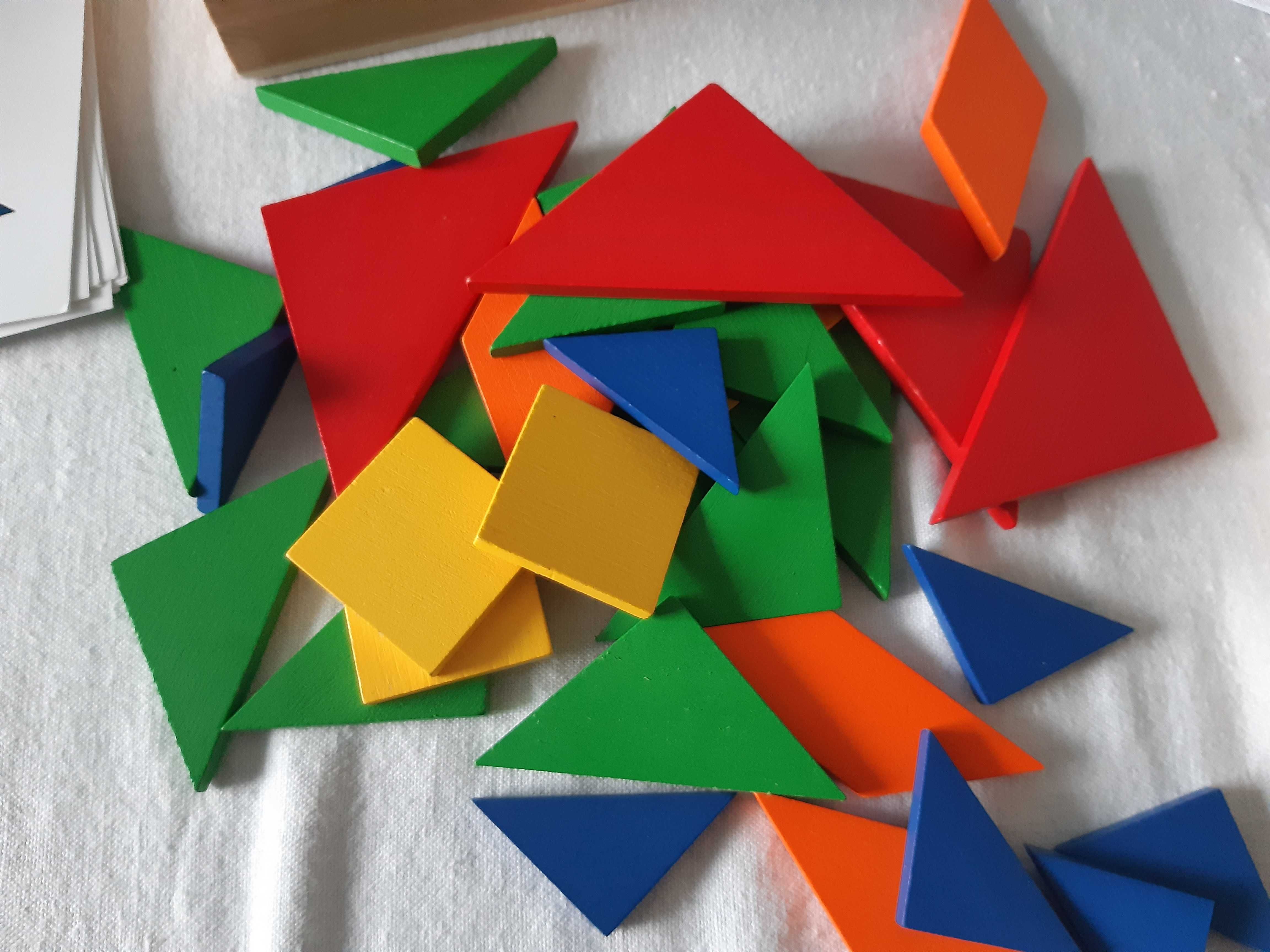 Drewniane puzzle z układanką - 15 kart, 32 części