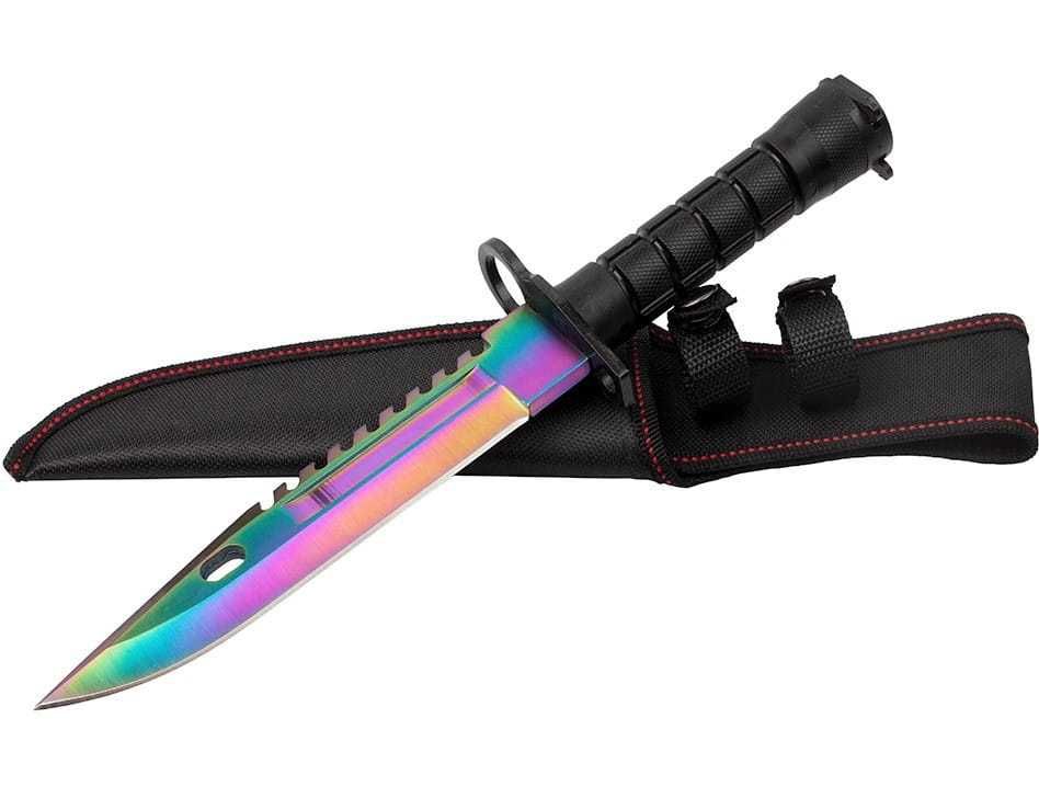 Bagnet m9 CS:GO Rainbow Fade Nóż Taktyczny Survivalowy Wojskowy z Piłą