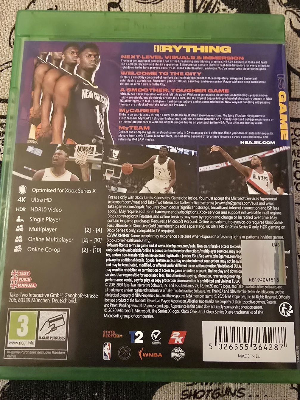 NBA 2K21 Williamson Zion Xbox Series X impecável