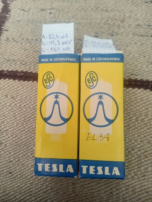 Dopasowana para lamp elektronowych Tesla el34