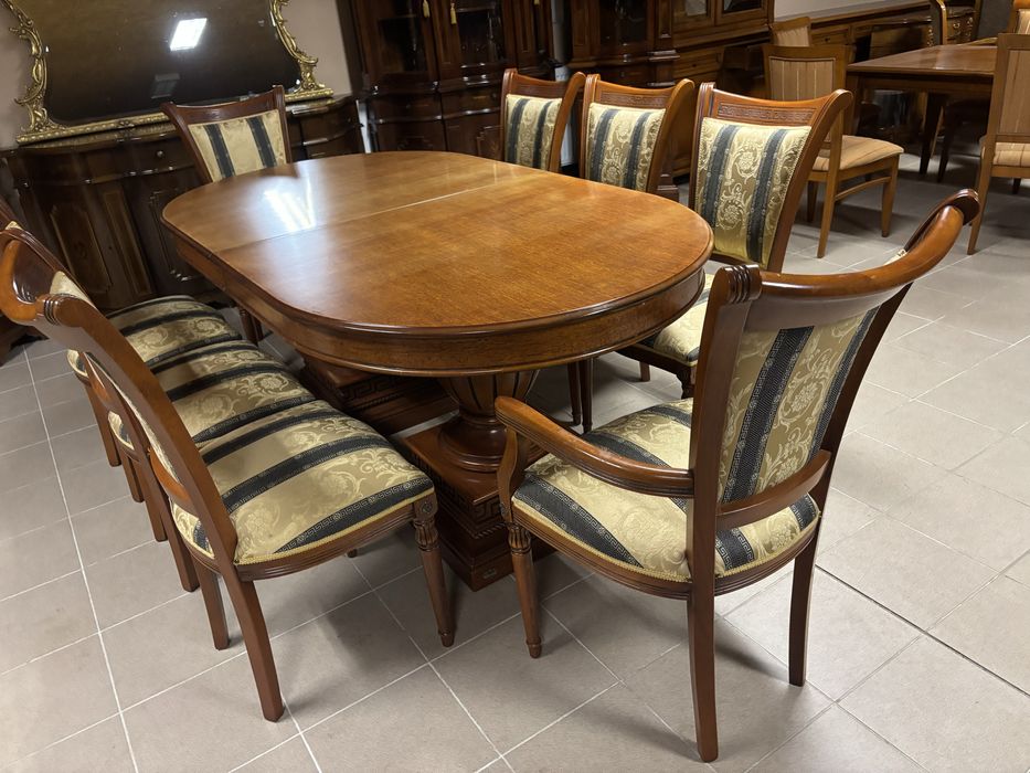 Zestaw Styl Versace Rozkładany Stół 8 Krzeseł 10 osób Novalinea Italy