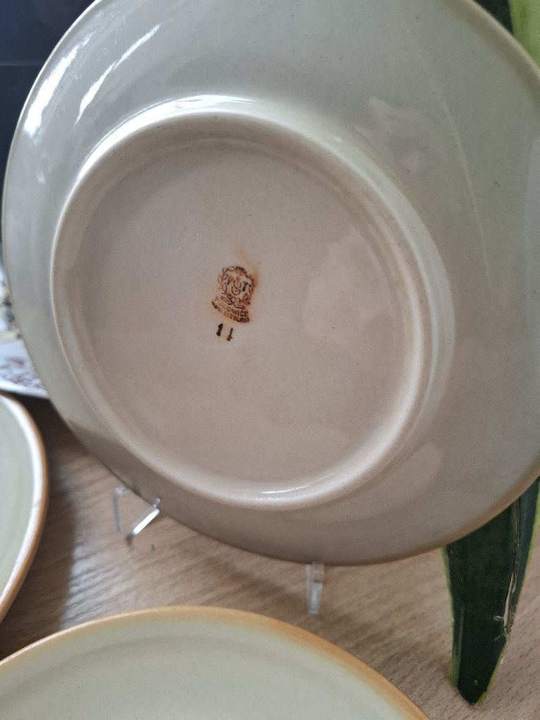 Zestaw trzech talerzyków deserowych,porcelana, porcelit Tułowice PRL
