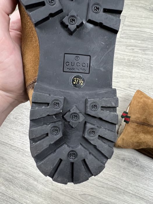 Зимние высокие ботинки с мехом внутри Gucci made in Italy