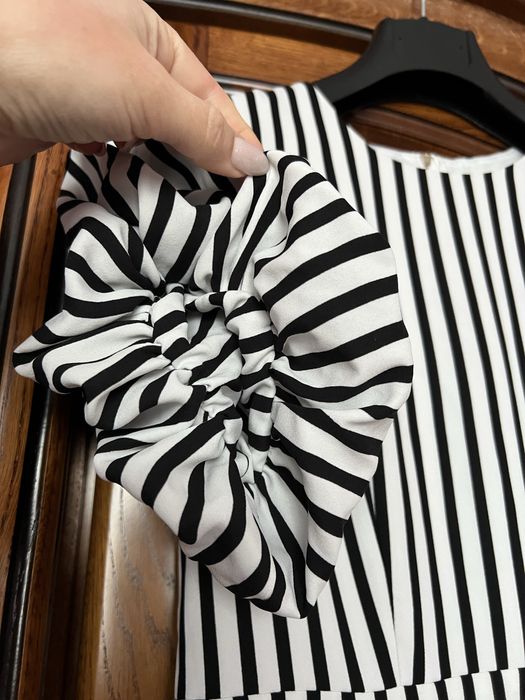 Сукня, плаття з обʼємними рукавами в полоску