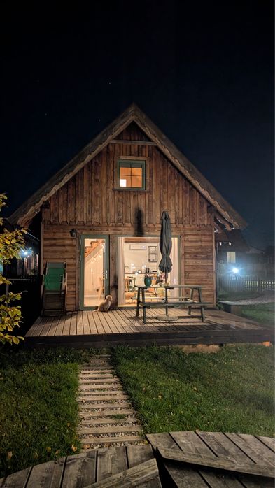 Domek na Mazurach z balią, sauną, nad jeziorem