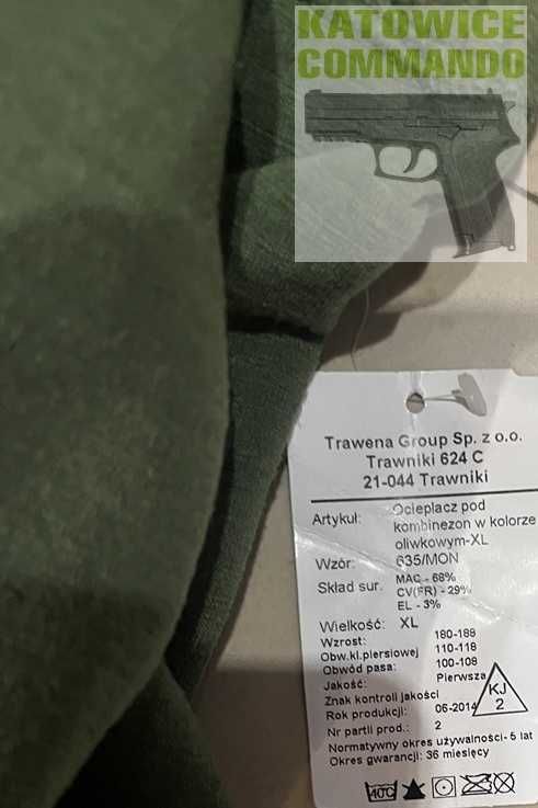 Ocieplacz Pod Kombinezon Bluza + Spodnie 635/MON Olive Nowy- XL