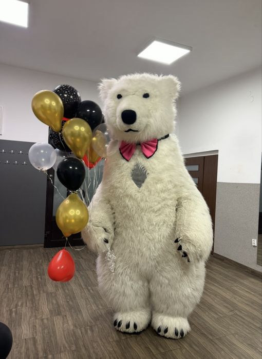 Biały Miś ,stich,Angel żywe maskotki na wynajem