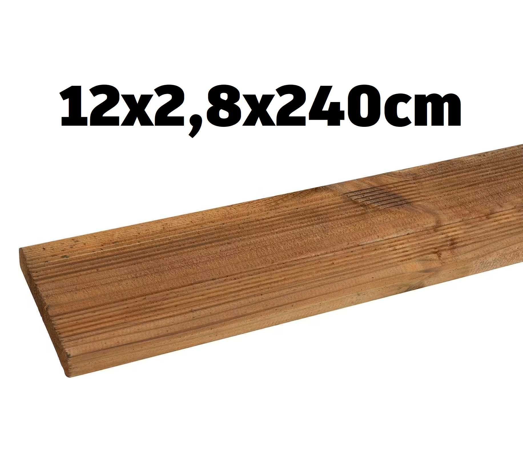 Drewniana deska tarasowa Choko 12x2,8x240cm, impregnowana na brązowo