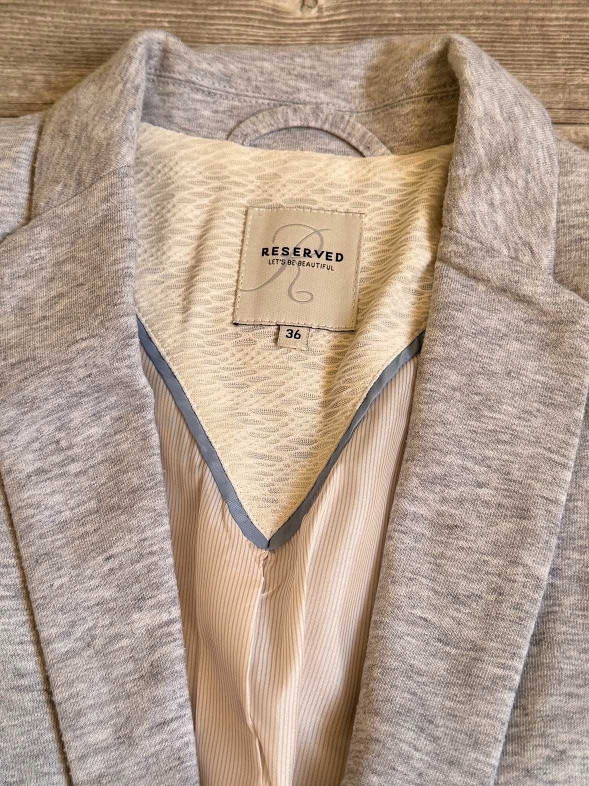 Marynarka Reserved szara z materiału podszewka poduszki kieszenie 36 s
