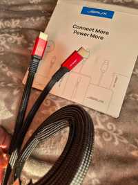 Kabel HDMI w oplocie JSAUX 2m 4K kolor czerwony