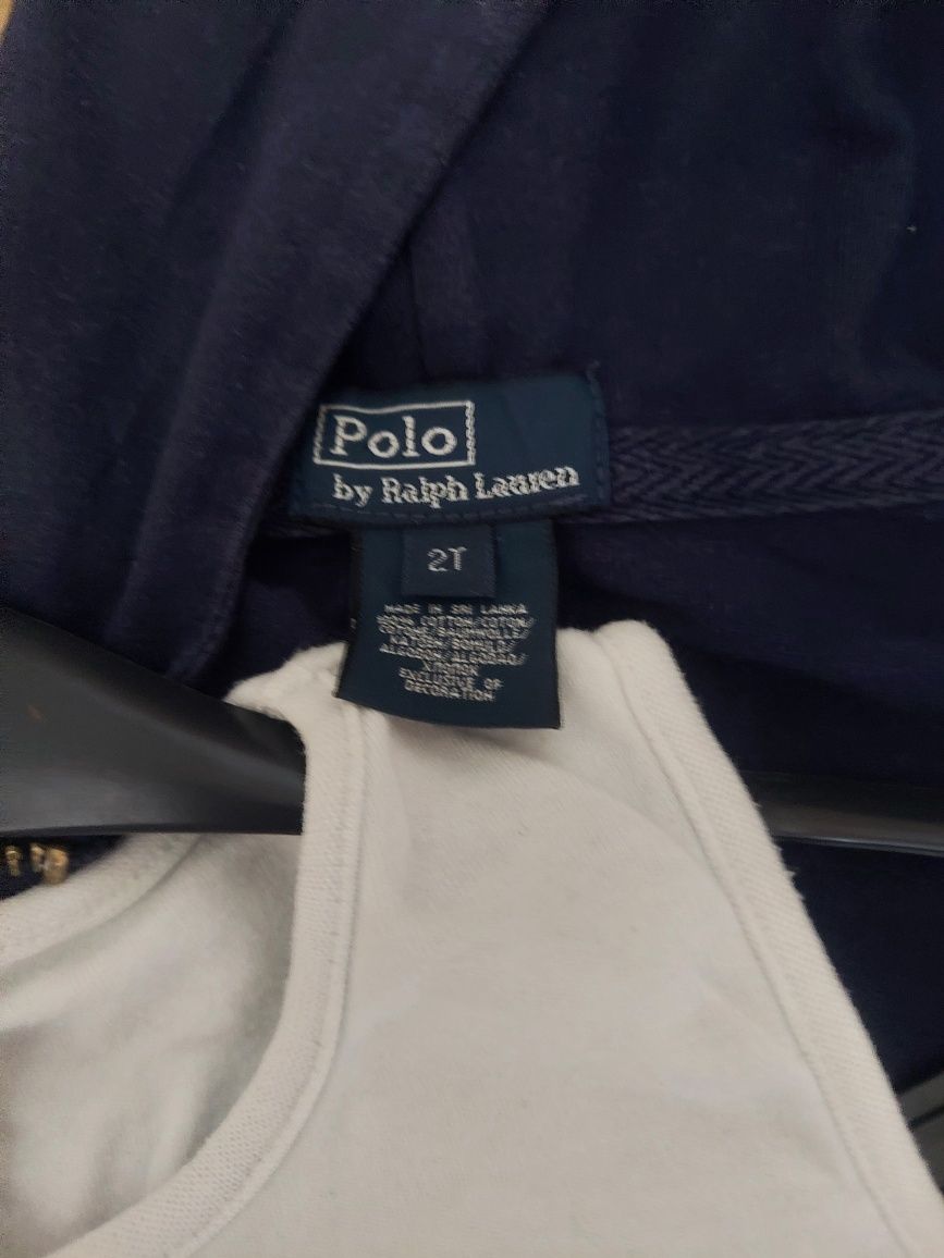 Polo Ralph Lauren bluza granat cotton kaptur r 2l i 92 - 98