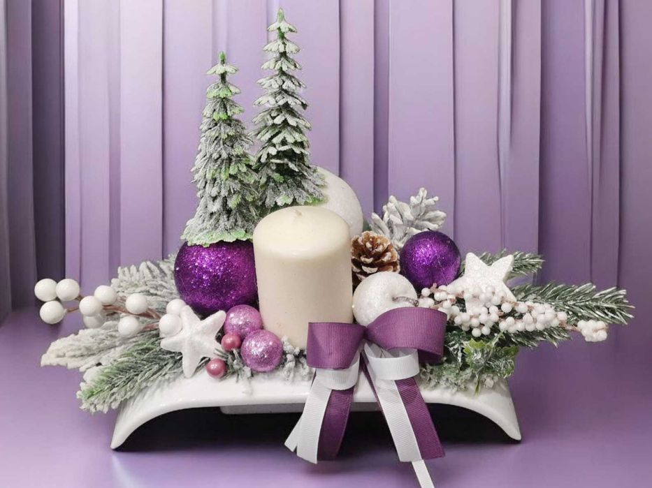 Stroik świąteczny Boże Narodzenie bożonarodzeniowy świeca B206