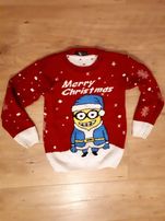 Sweter świąteczny Minionek bluza świąteczna Minionki sweterek 7-8 lat