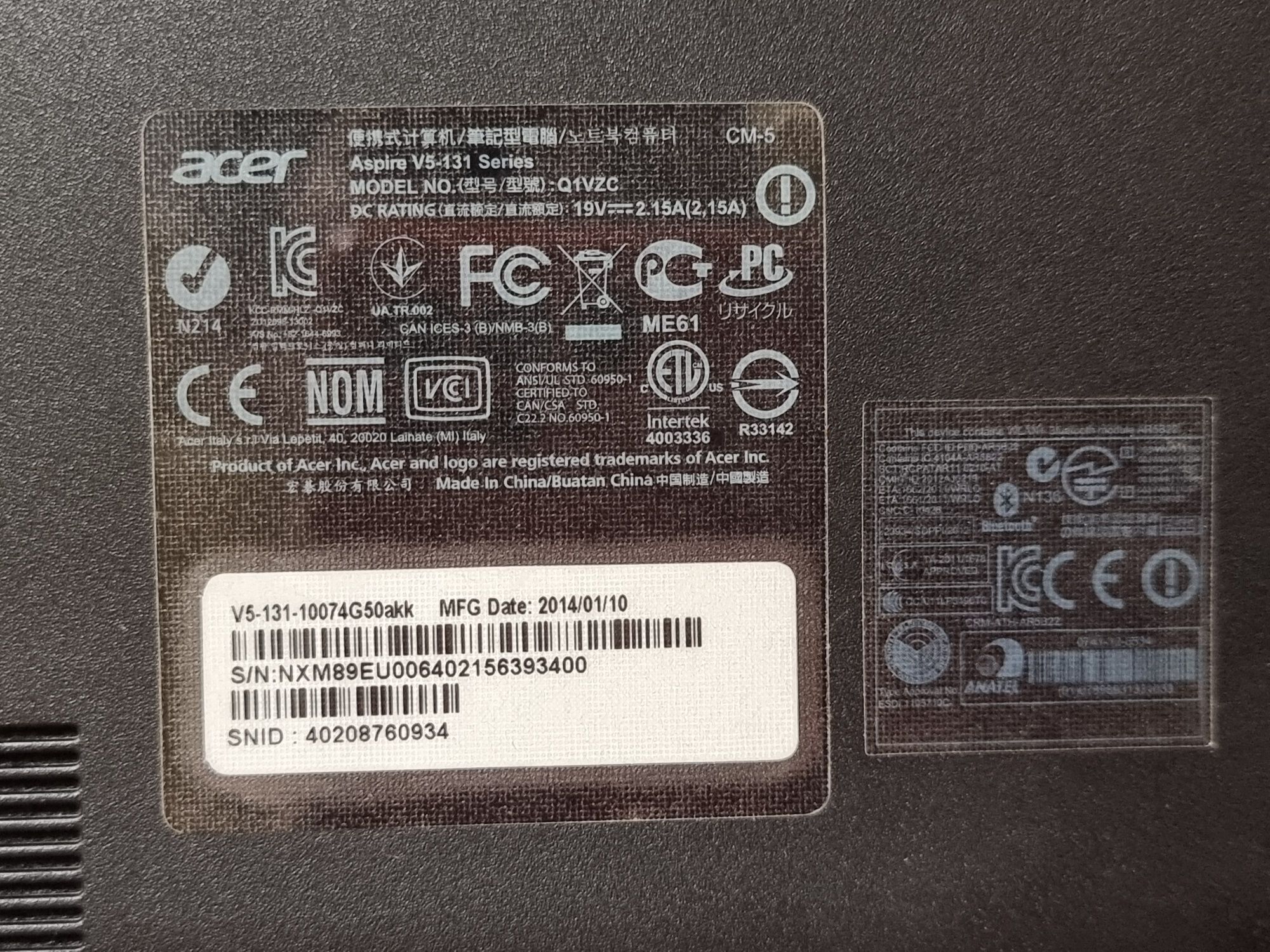 Нетбук Acer Aspire V5-131-10074G50akk