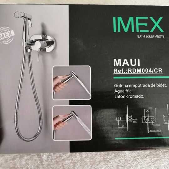 Torneira de Bidé de Luxo Nova Embalada Marca IMEX, em inox cromado.