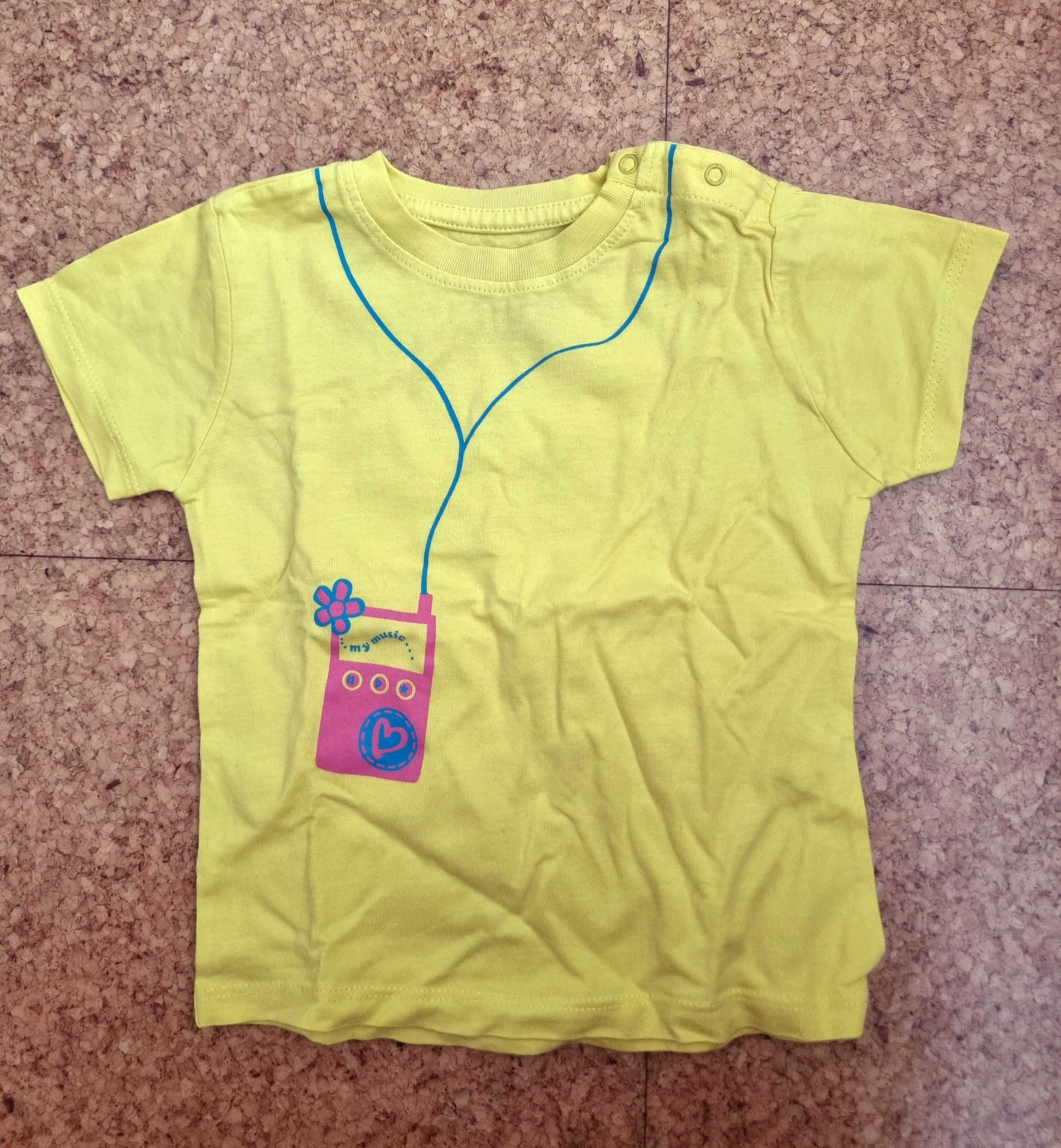 T-shirt amarela com leitor de música ZY Baby, 12-18 meses