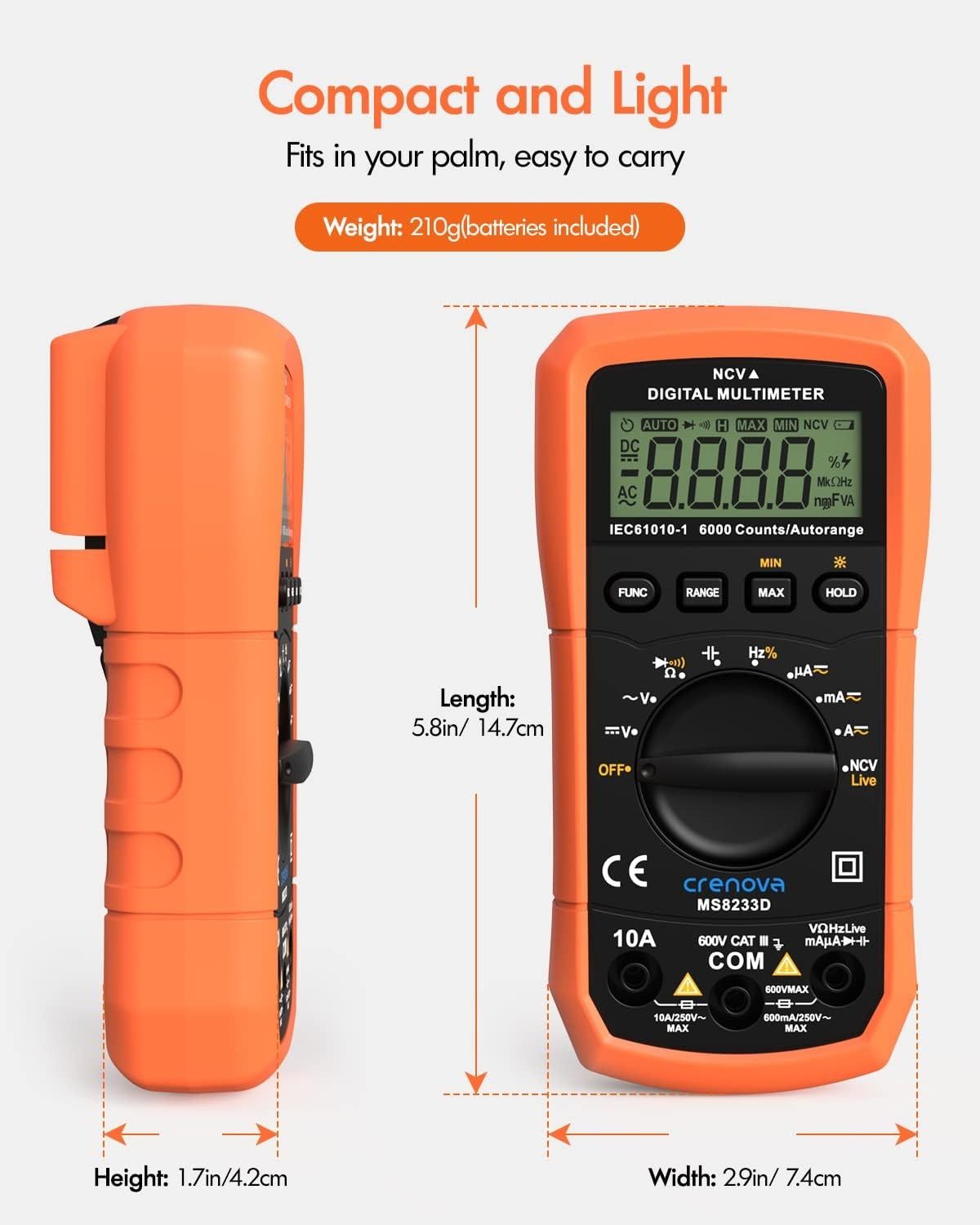 Crenova MS8233D Multimetr cyfrowy automatyczny, etui