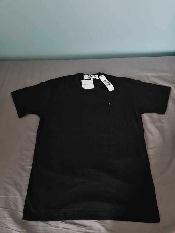 Comme Des Garcons Play CDG koszulka tee t-shirt czarna basic M haft