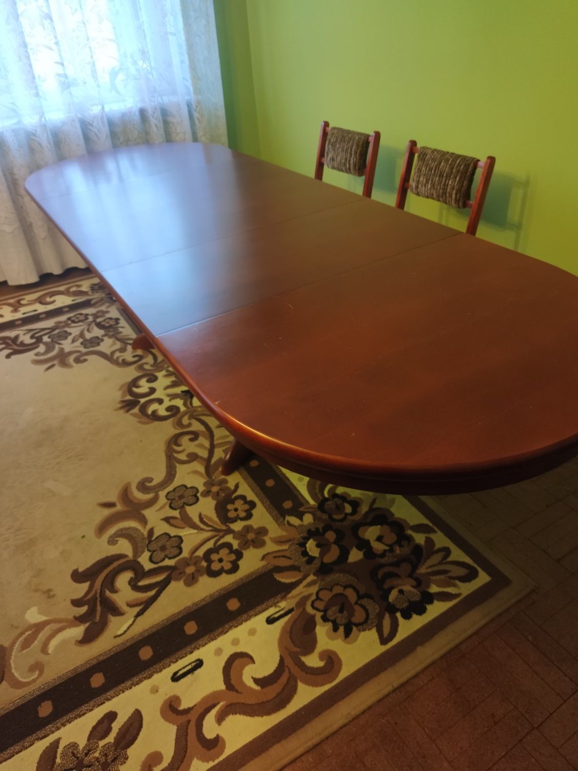 Stół drewniany mahoń, 6 krzeseł