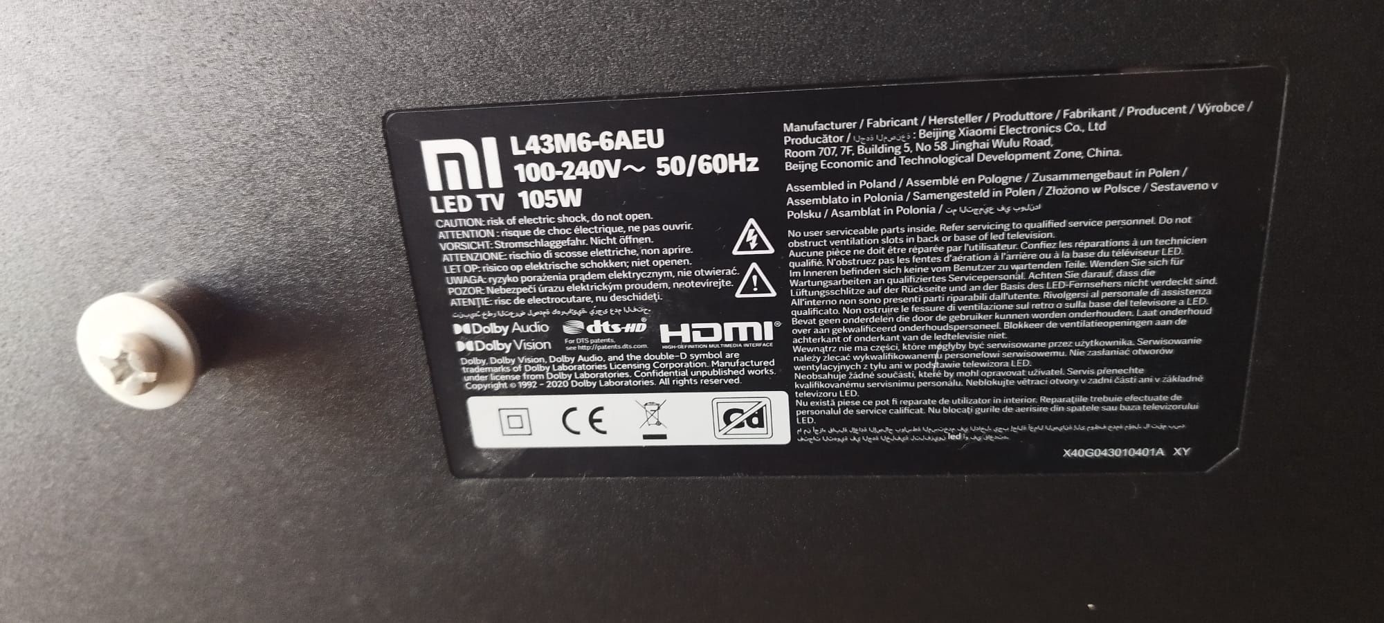 TV XIAOMI 43 polegadas com smartv