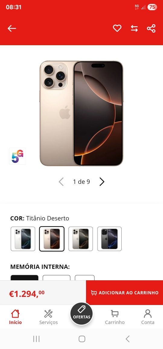Iphone 16 pro max dourado 256gb novo na caixa com fatura