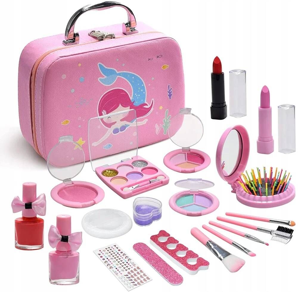Kuferek Kosmetyków Do Malowania Makijażu I Paznokci Zestaw Dla Dzieci