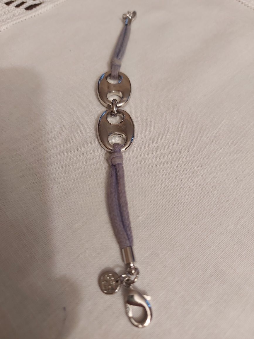 Pulseira Prateada e Azul Claro, Ajustável, tam° 17cm + 2cm de corrente