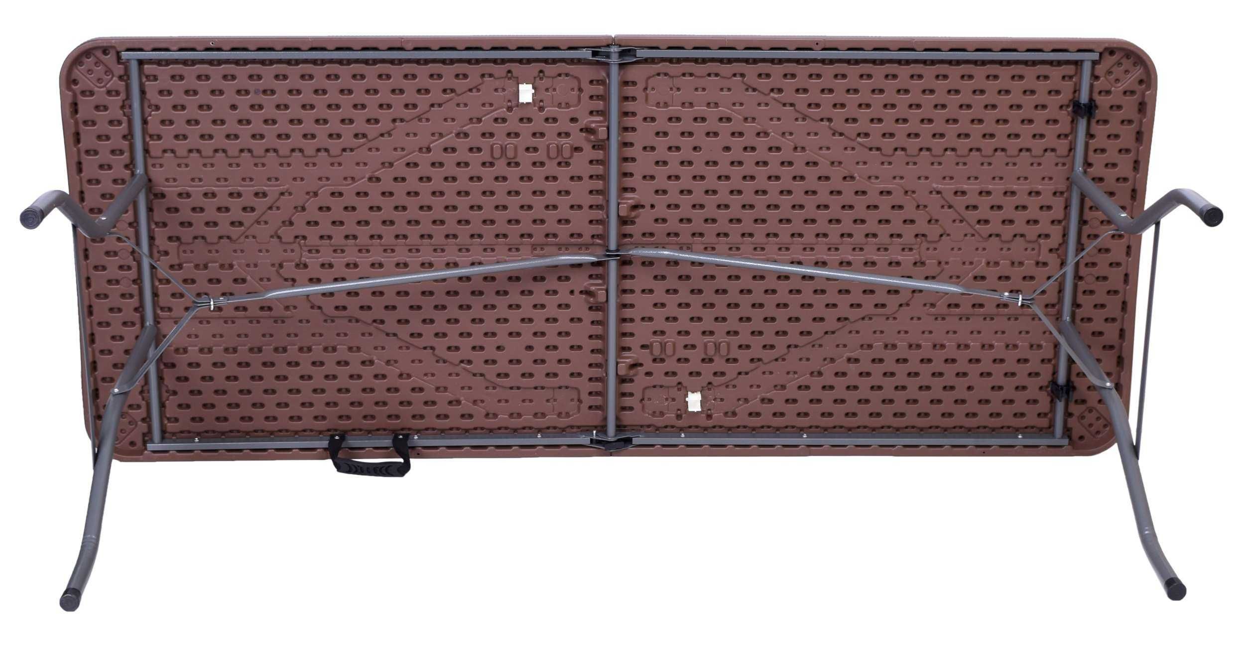 Stół bankietowy składany w walizkę RATTAN 180x74x74,5 brązowy