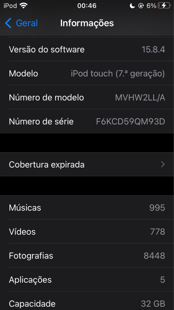 Ipod 7th geração 32gb