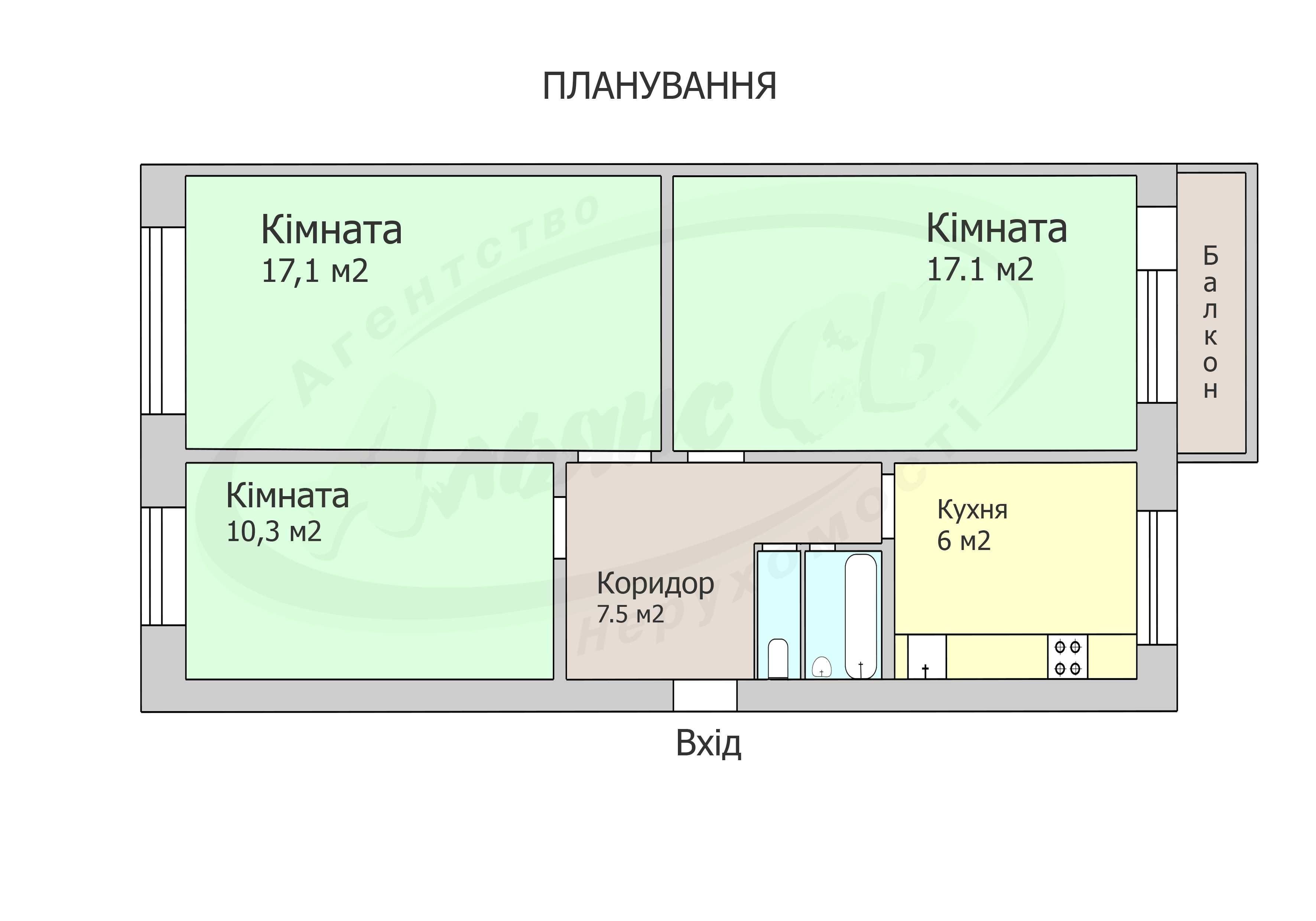 3к квартира на пр-ті Космонавтів, 2й поверх не кутова