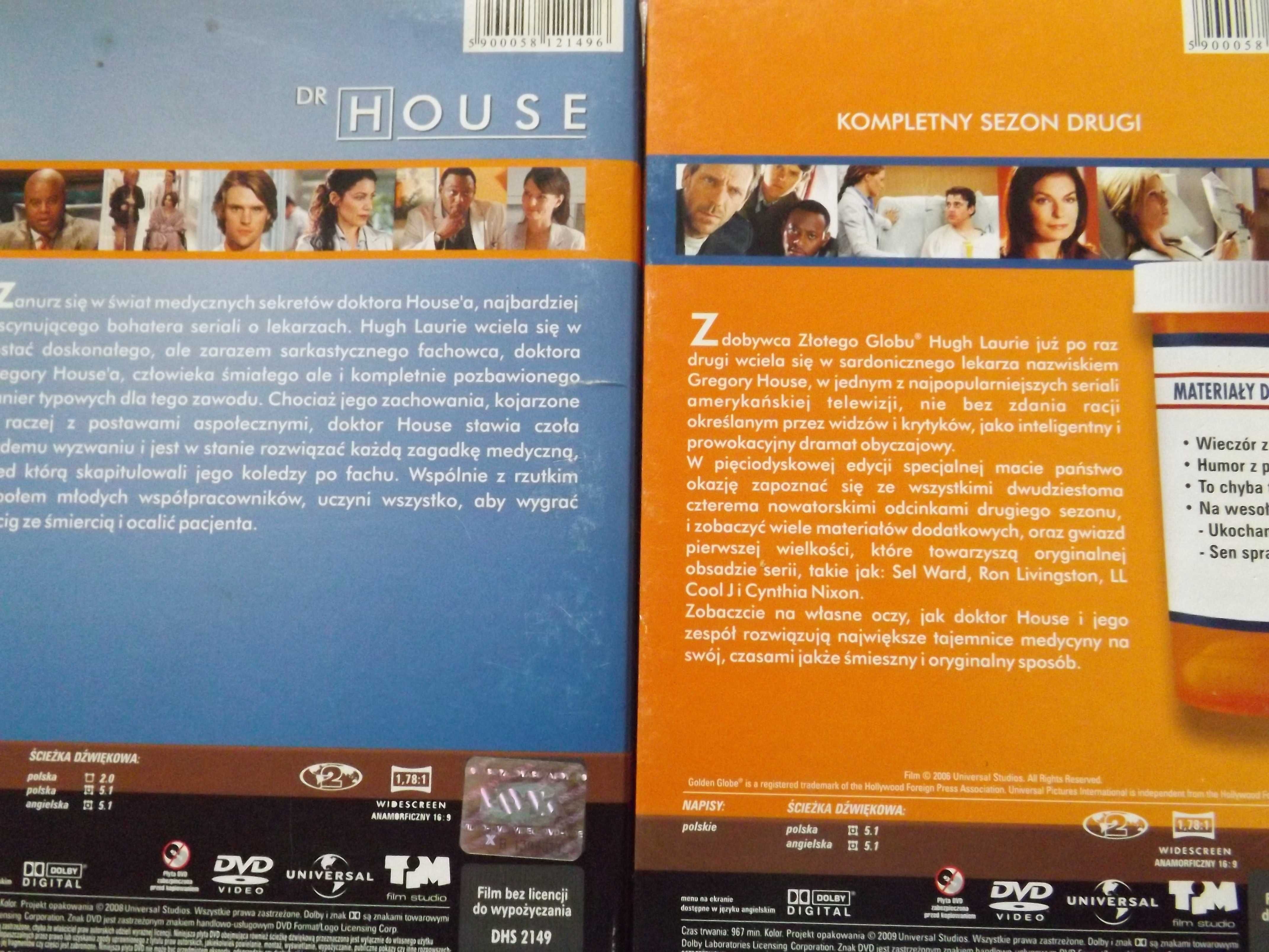 Dr House sezon 1, 2  10 dvd, film , serial, komplet