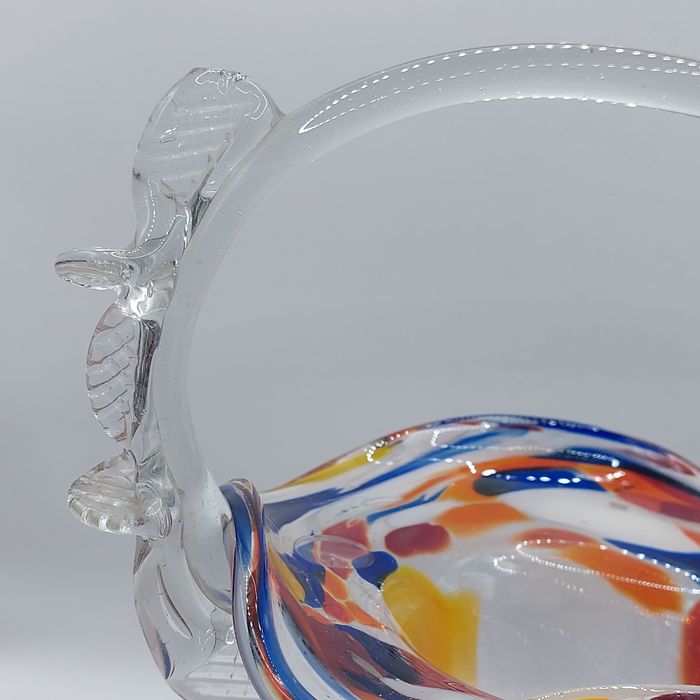 Koszyk z kolorowego szkła PRL