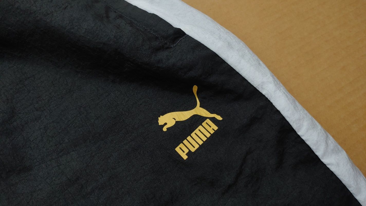Puma spodnie dresowe L złote logo oldschool