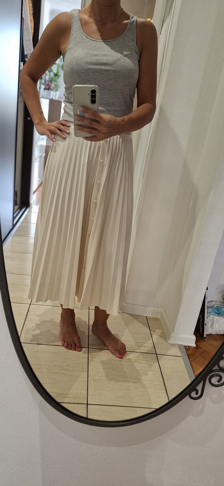 Spódnica plisowana midi Reserved r. 38 ecru
