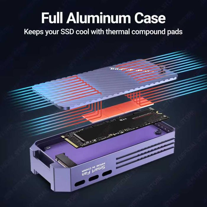 Зовнішня кишеня JEYI 40Gbps Fan M.2 NVMe SSD to USB4 Thunderbolt 4