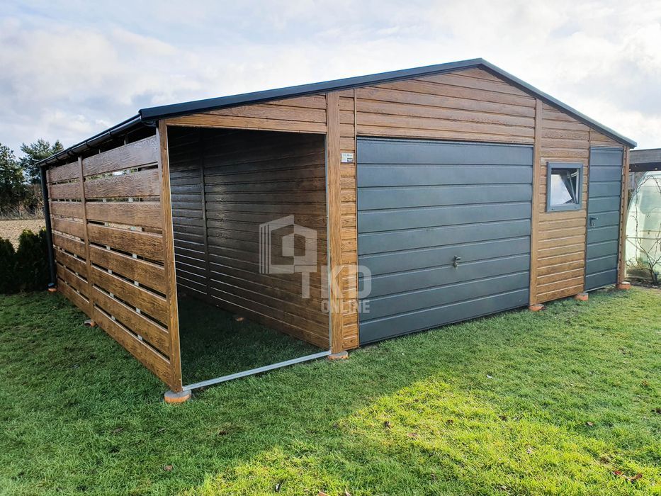 Garaż Blaszany 5X6 + Wiata 1,5X6 Brama - Okno - Drzwi  Tkd147