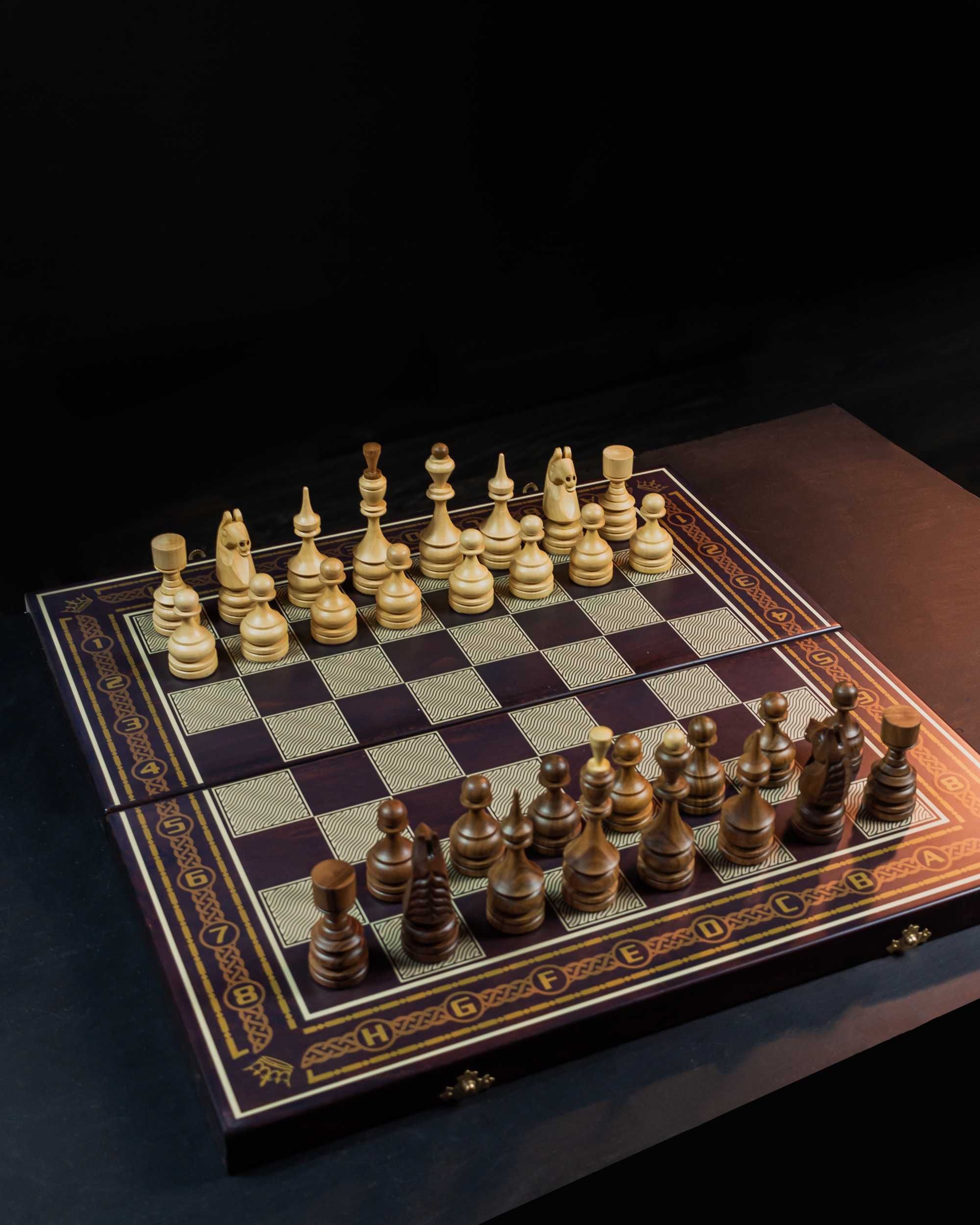 Шахматы нарды шашки деревянные с 3х цветной аппликацией. Ручная работа