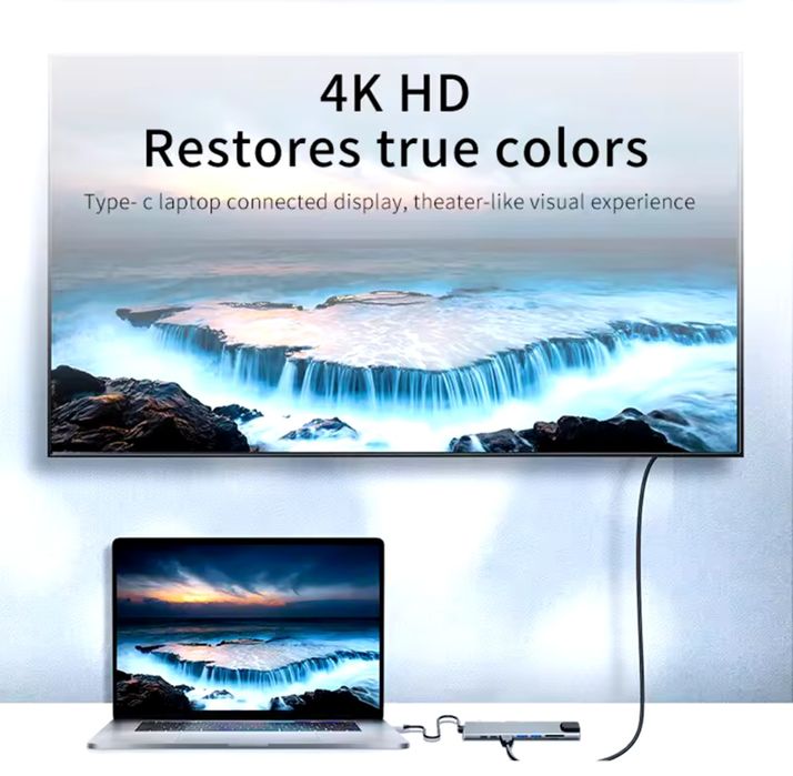 Универсальный USB концентратор для ноутбука 8-Port USB TypeC 3.0 Mini