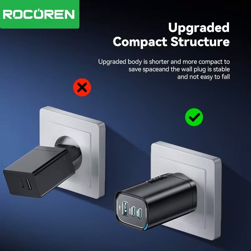 Зарядний пристрій Rocoren 70W GaN PD для швидкого заряджання