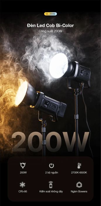 200W Ulanzi VL-200Bi COB LED студійне фото відео світло V-Mount