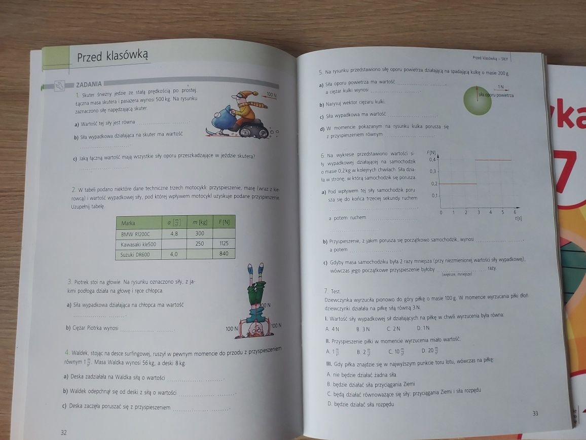 Zbiory zadań z matematyki klasa 7 i  ćwiczenia z fizyki klasa 7