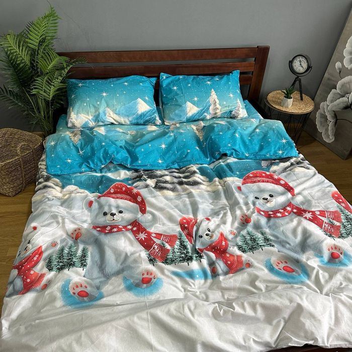 Постіль НОВОРІЧНА постель НОВОГОДНЯЯ натуральна яскрава на подарунок