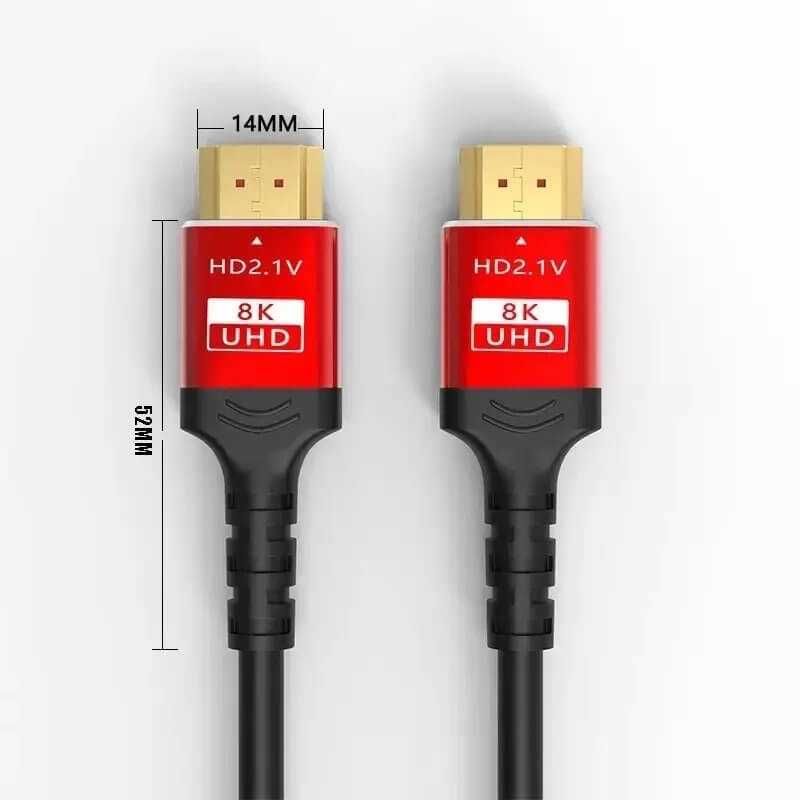 Kabel 2x HDMI 2.1 przesył danych do 8K o długości 1m czerwone końcówki