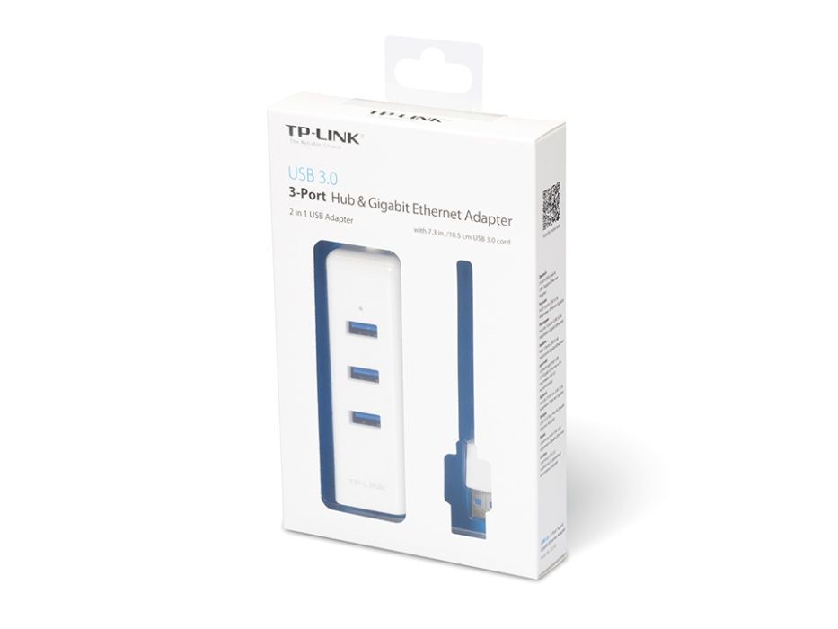 Adaptador TP-LINK USB3.0 p/ 3xUSB3.0 + Gigabit Ethernet 10/100/1000