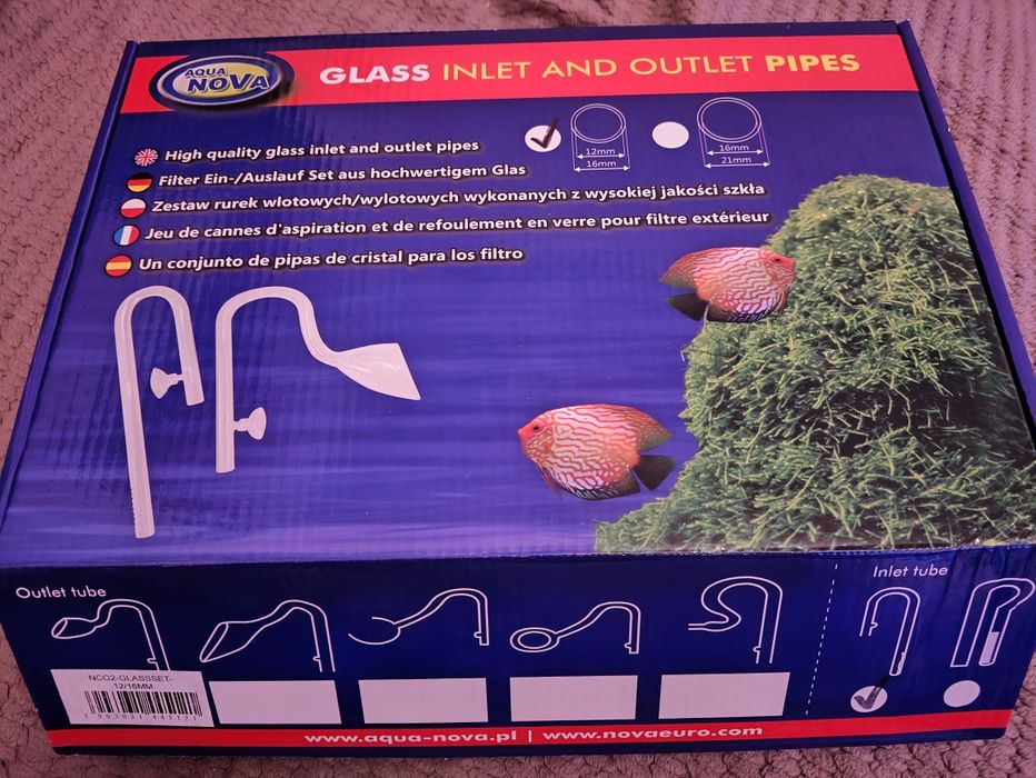 Zestaw szklanych rurek wlot/wylot Aqua Nova 12/16