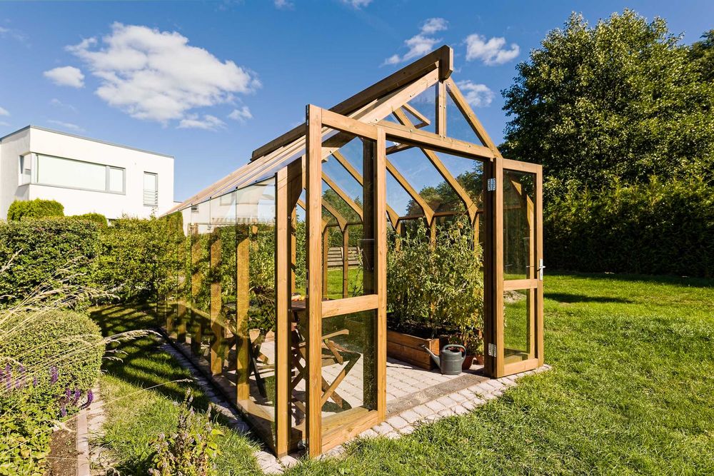 ekskluzywna szklarnia ogrodowa drewniana szklana, 12,75 m², oranżeria
