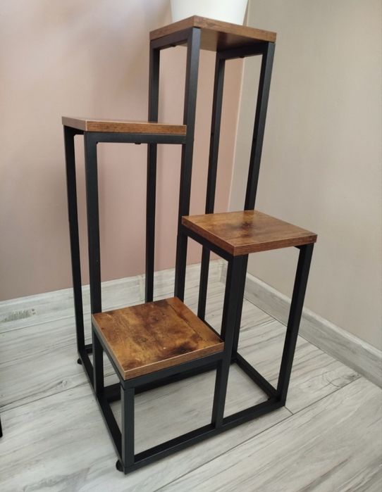 NOWY solidny kwietnik stojak na kwiaty metalowy loftowy