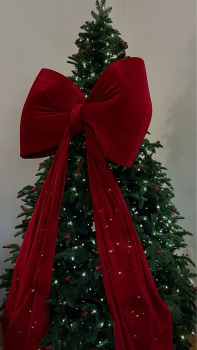 Святковий бант новорічний бархатний для дому ресторанів вітрин фасаду