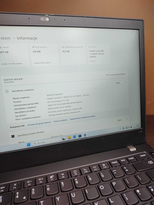 DOTYKOWY LAPTOP | ThinkPad L14 | i7-10610U | 16GB RAM | 512SSD | Win11