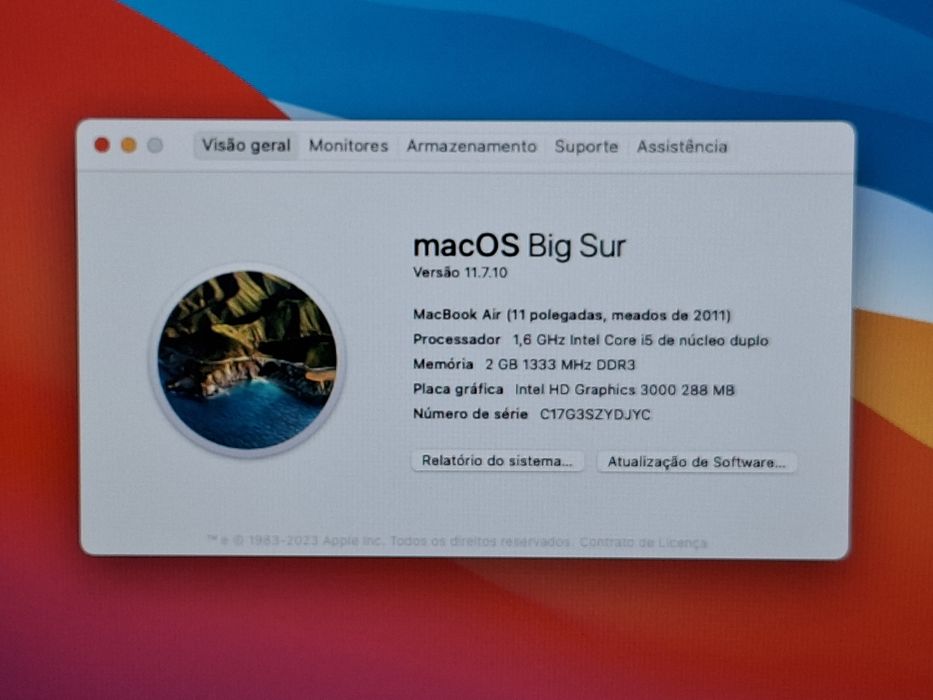MacBook Air Ecrã de 11,6", Intel Core i5  Mac OS Big Sur | impecável